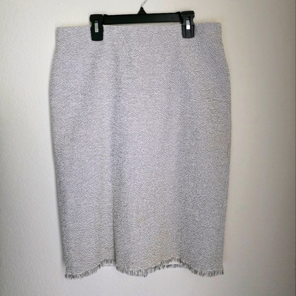 ANN TAYLOR Elegant Gray & White Women's Pencil Skirt